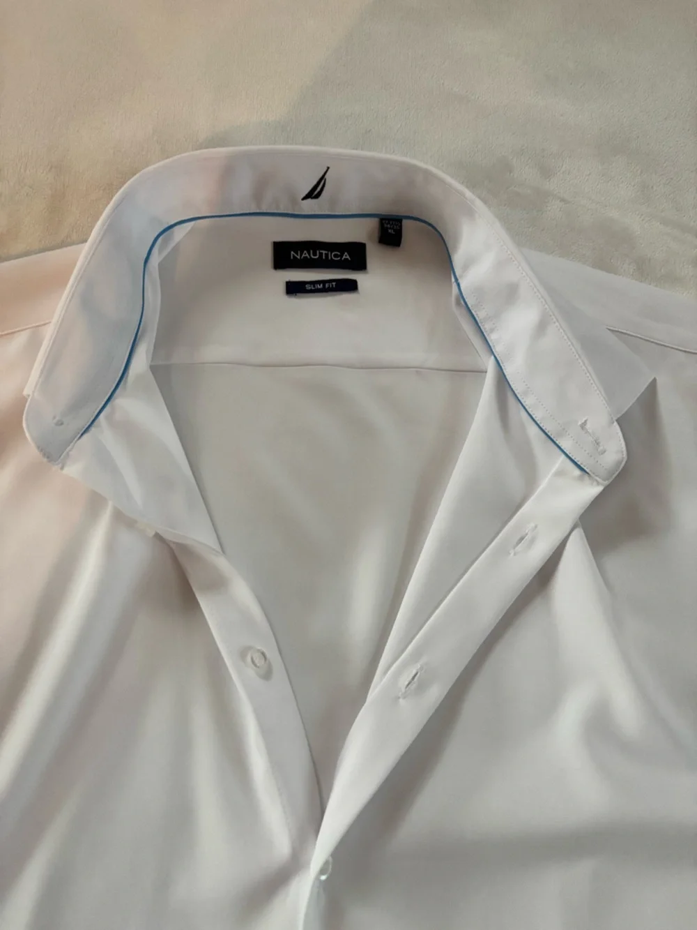 NWT Nautica Men's Slim Fit Performance Supershirt White - Size XL 17-17.5 34/35 - Picture 11 of 12